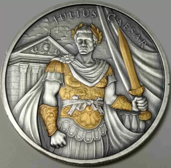 Julius Caesar Legendary Warriors 1 uncja srebra Antique Gold