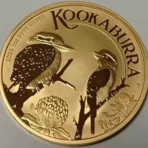 Kookaburra 1 uncja Srebra 2023 Pełne złocenie