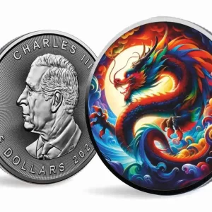 Kanadyjski Liść Klonowy 1 uncja Srebra 2024 Dragon of Luck