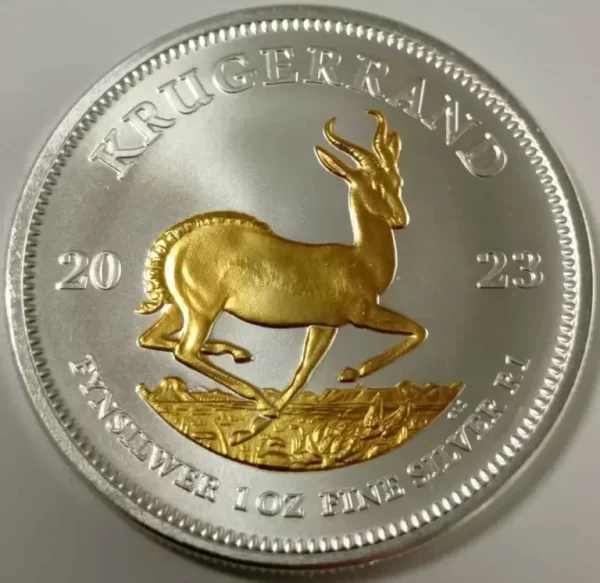 Krugerrand 1 uncja Srebra 2024 Złocenie wybiórcze